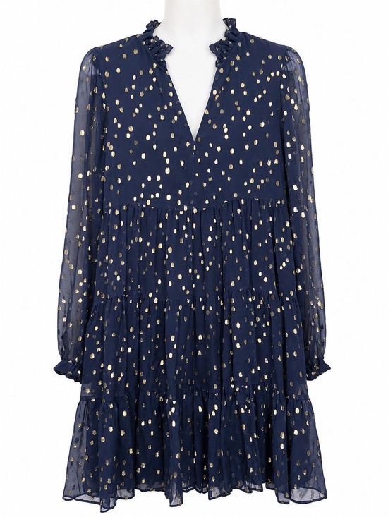 Lilly Pulitzer Dresses & Skirts - Lilly Pulitzer Navy Dress with Gold Dot Print (6)